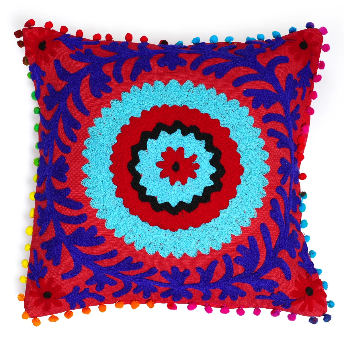 Floral Indian Cushion Pillow Covers Suzani Embroidered Pillow Sofa Case