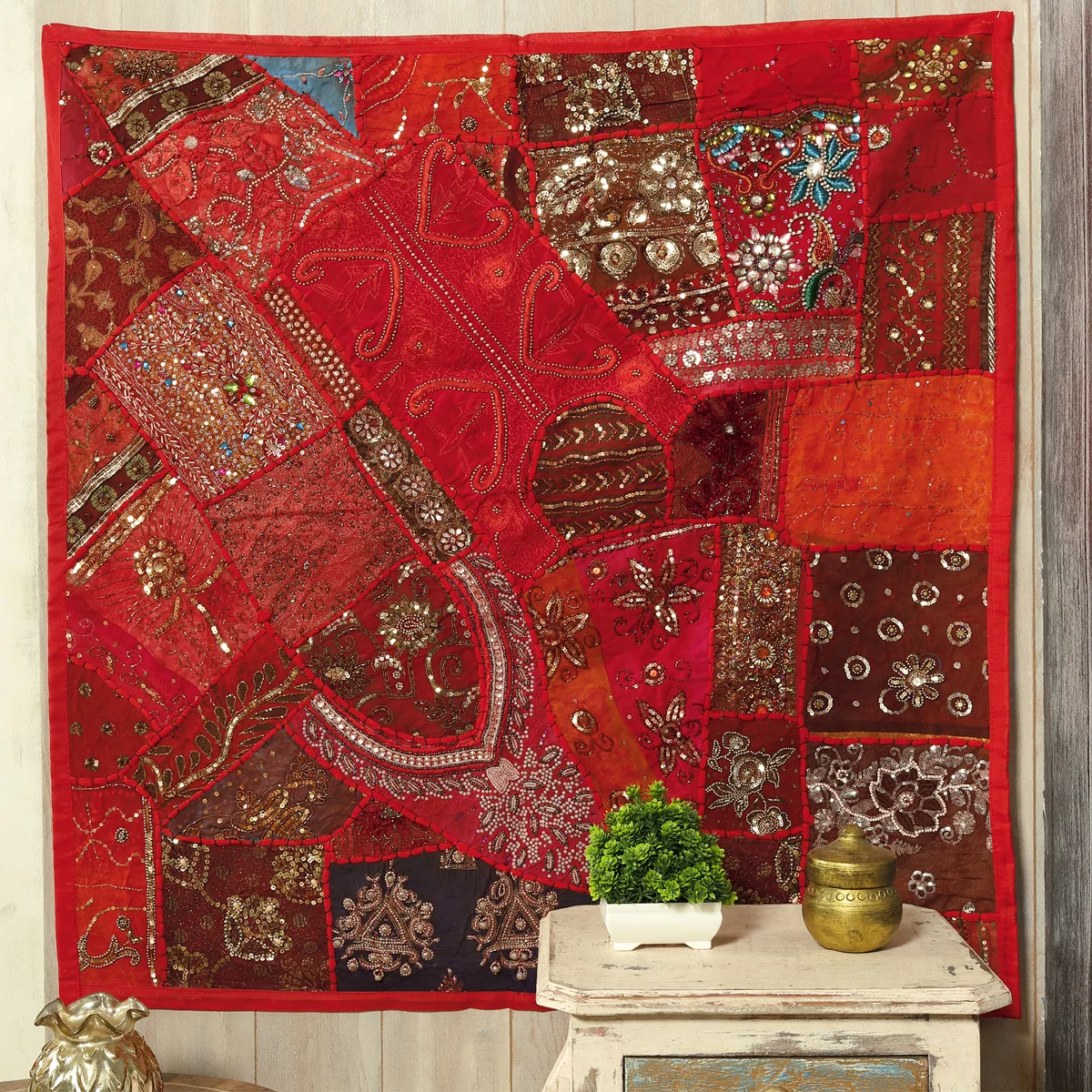 Traditional Patchwork Design Cotton Door Hanging Ethnic Embroidered Door Window tapestry