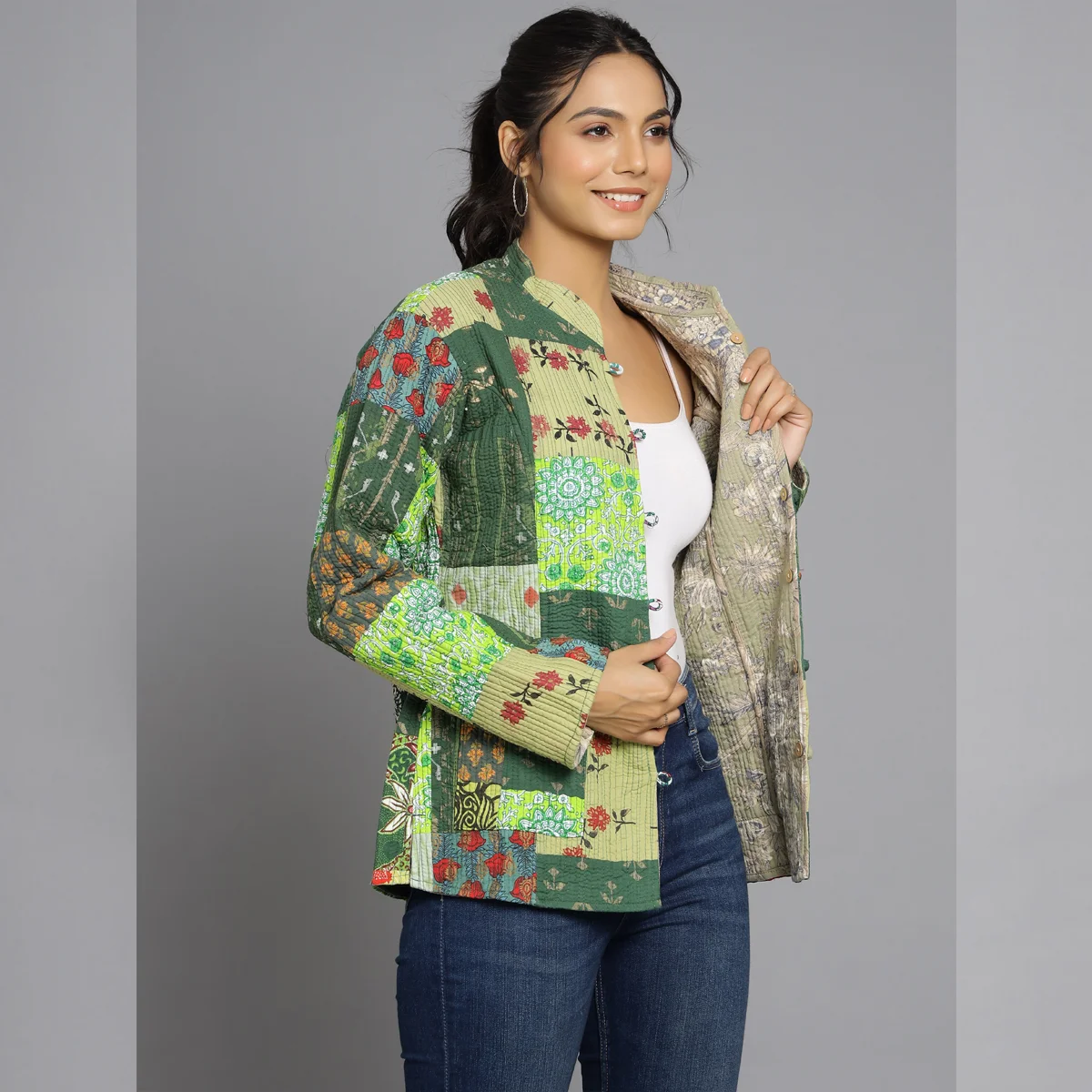 Reversible Cotton Jacket Handmade Surgical Cotton Coat Handicraft Palace