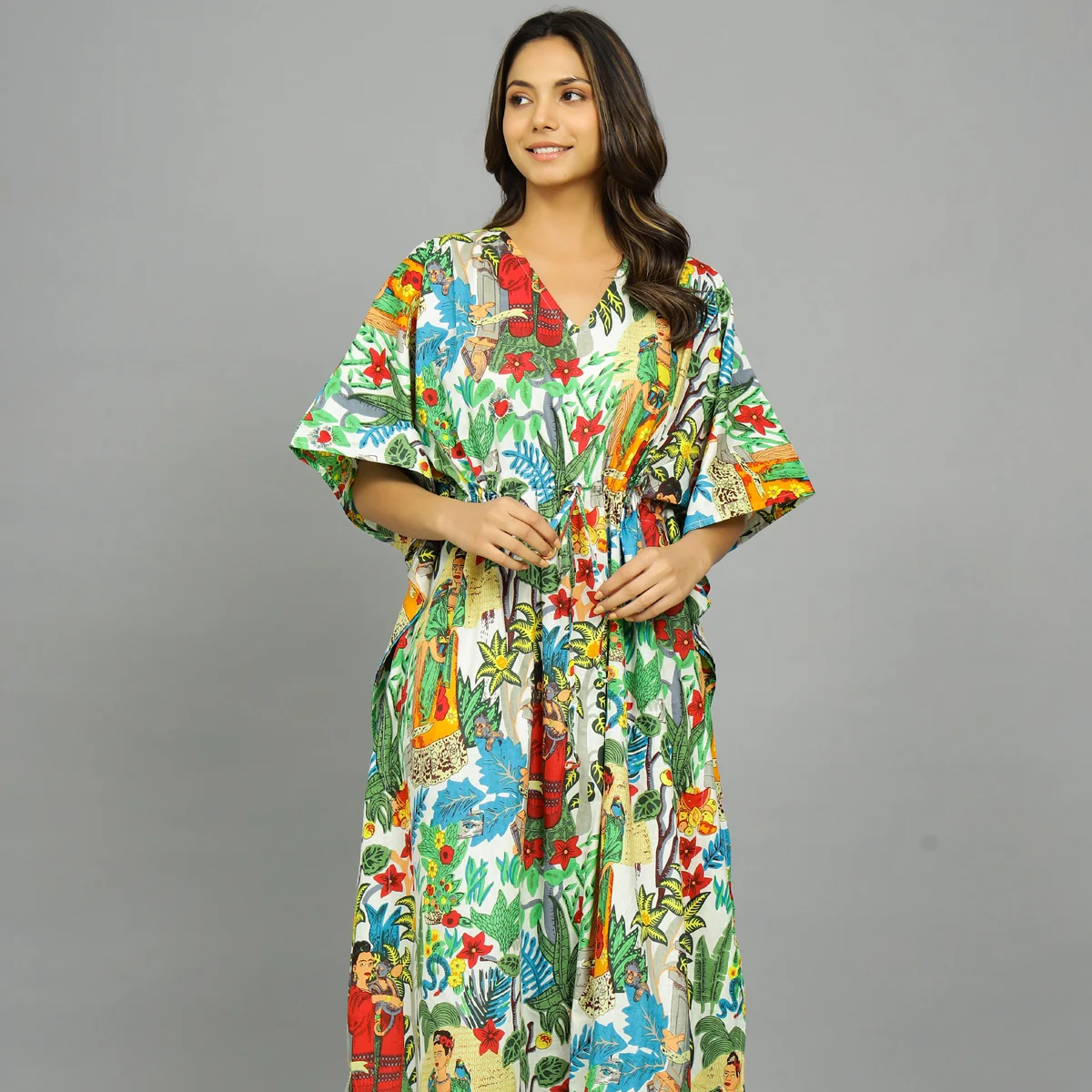 Abstract Printed Long Kaftan Casual Summer Evening Gown Maxi Dress