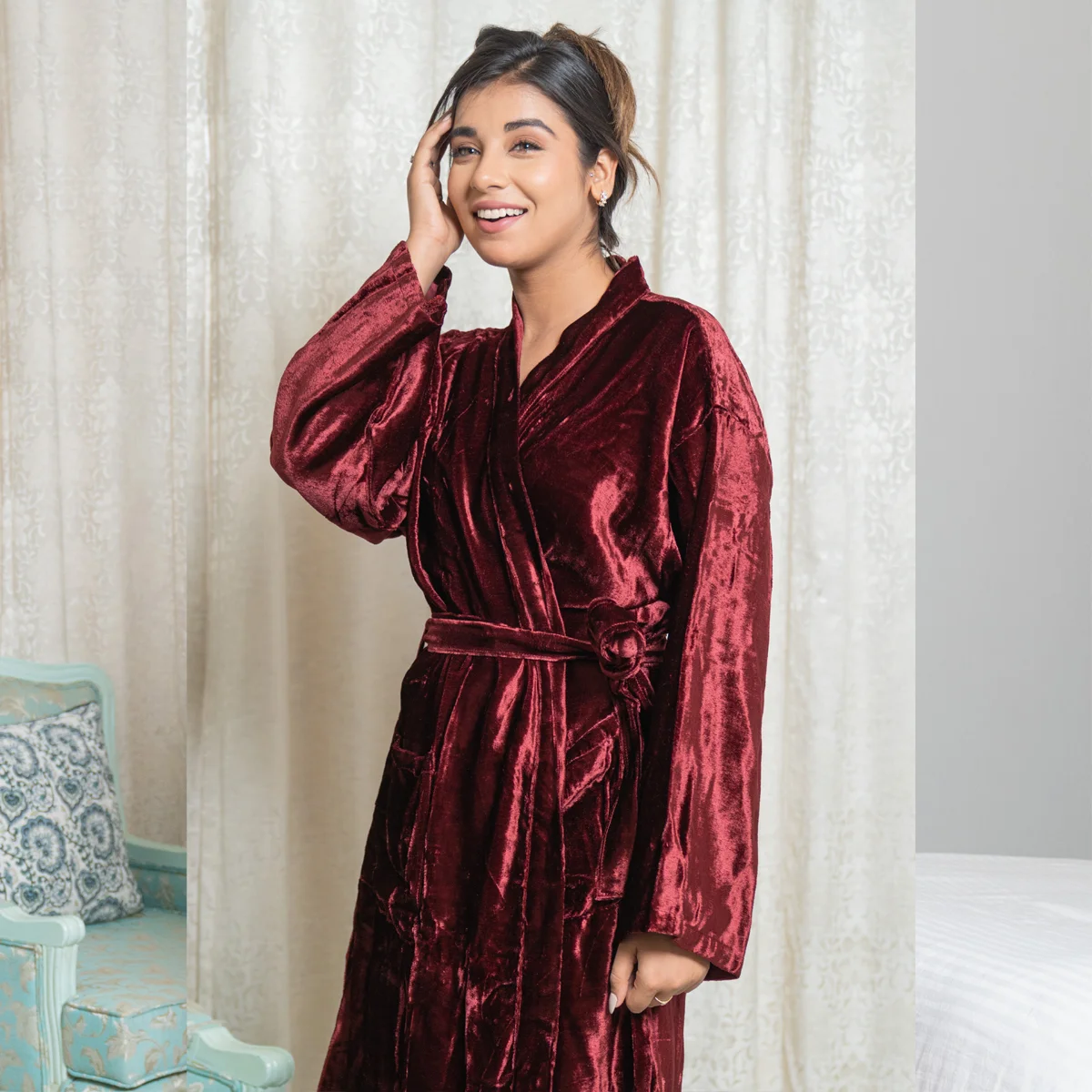 Crushed velvet dressing gown deals