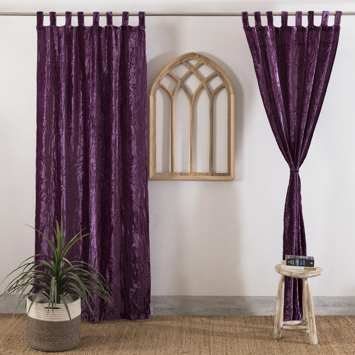 Purple velvet curtains deals