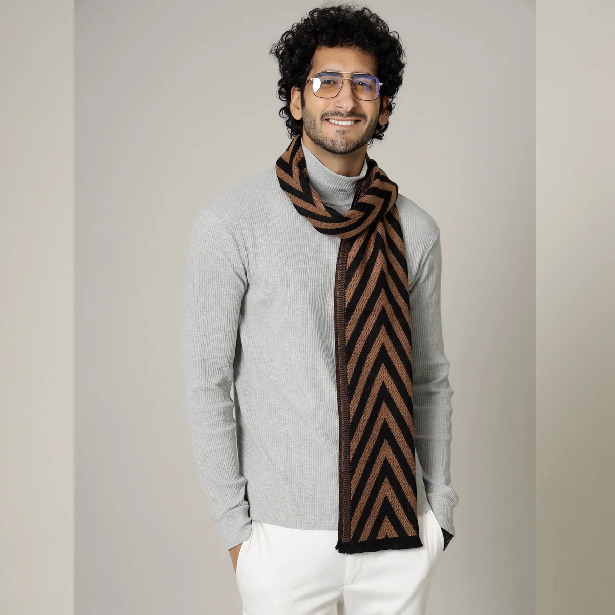 Men Stylish Muffler Chevron Woolen Handicraft Palace