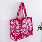 Beautiful Pink Floral Print Cotton Handbag - Image 2