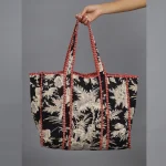 Black & Beige Floral Reversible Cotton Bag - Image 5
