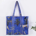 Blue Tiger Print Quilted Carry Bags