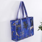 Blue Tiger Print Quilted Carry Bags - Image 2