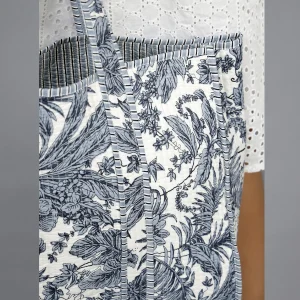 Hand Block Print Grey Floral Cotton Bag - Image 4