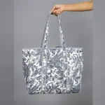 Hand Block Print Grey Floral Cotton Bag - Image 5