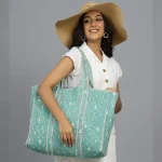 Lovely Printed Reversible Green Tote Bags