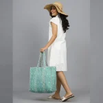 Lovely Printed Reversible Green Tote Bags - Image 2