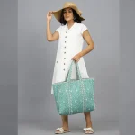 Lovely Printed Reversible Green Tote Bags - Image 3