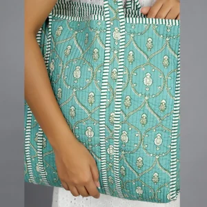 Lovely Printed Reversible Green Tote Bags - Image 4