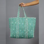 Lovely Printed Reversible Green Tote Bags - Image 5