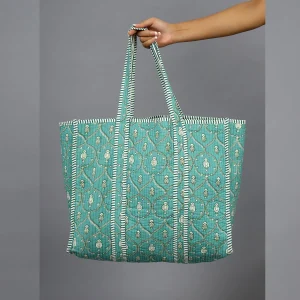Lovely Printed Reversible Green Tote Bags - Image 5
