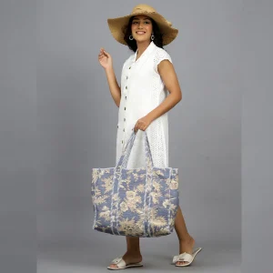 Men & Women Blue Beige Grocery Bags - Image 3