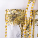 Palm Tree Print Women Yellow Tote Bag - Image 4