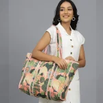 Peach Peacock Garden Shopping Carry Bag