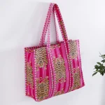 Pink Cotton Reusable Grocery Shopping Bags - Image 2