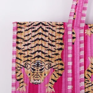 Pink Cotton Reusable Grocery Shopping Bags - Image 3