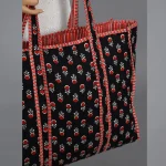 Traditional Black Red Floral Shoulder Bags - Image 4