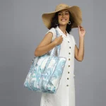 Turquoise Palm Tree Grocery Handbag - Image 2