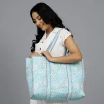 Turquoise Quilted Cotton Tote Bags