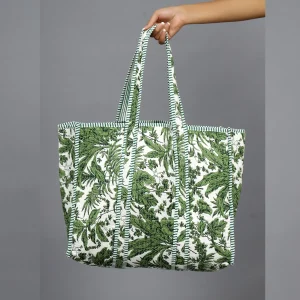 Women Green Leaf Travel Tote Bags - Image 5