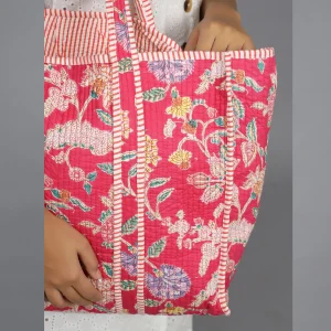 Women Pink Floral Quilted Shoulder Bags - Image 4