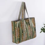 Women Tiger Print Quilted Shopping Bags - Image 2