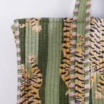 Women Tiger Print Quilted Shopping Bags - Image 3