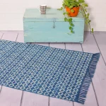3.5x6 feet Indigo Blue Cotton Block Print Area Dhurrie Rug