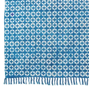 3.5x6 feet Indigo Blue Cotton Block Print Area Dhurrie Rug - Image 3