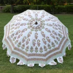 80" Floral Design Garden Parasol Pure Cotton Umbrella