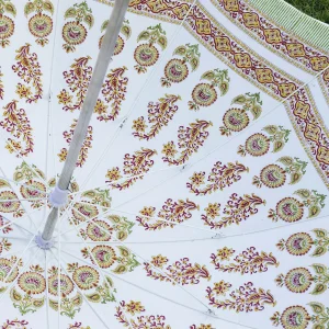 80" Floral Design Garden Parasol Pure Cotton Umbrella - Image 4