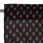 Beautiful Black Red Floral Print Kitchen Curtain - Image 3