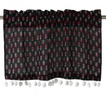 Beautiful Black Red Floral Print Kitchen Curtain - Image 2