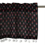 Beautiful Black Red Floral Print Kitchen Curtain - Image 5
