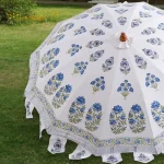 Beautiful Hand Block Floral Print Big Size Umbrella - Image 4