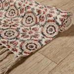 Beautiful Hand Block Print Rug White Carpet - Image 3