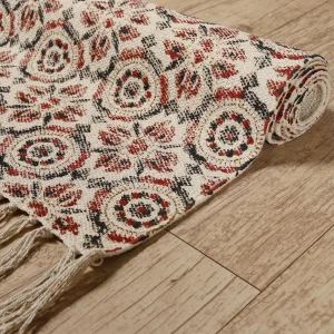 Beautiful Hand Block Print Rug White Carpet - Image 3