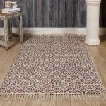 Beautiful Hand Block Print Rug White Carpet