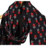Black Floral Printed Pure Cotton Scarves 71"x 21" - Image 2