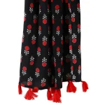 Black Floral Printed Pure Cotton Scarves 71"x 21" - Image 5
