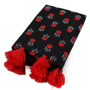 Black Floral Printed Pure Cotton Scarves 71"x 21" - Image 6