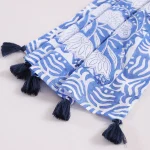 Blue Hand Block Print Floral Scarves - Image 2
