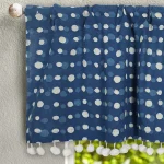 Blue Polka Dot Decor Half Window Curtain