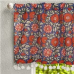 Blue Red Sun Floral Print Curtain 40"x18" Inch