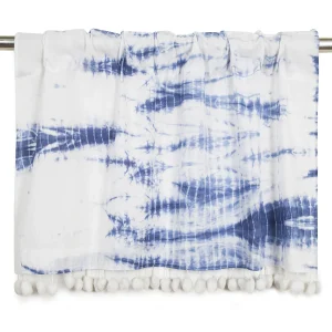 Blue Tie Dye Print Kitchen Curtain 40"x18" - Image 3