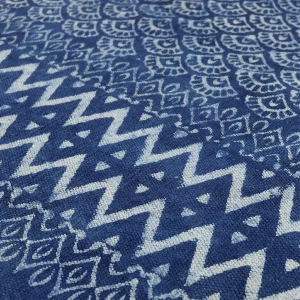 Fish Scale Cotton Area Rug Indigo Blue Carpet - Image 4
